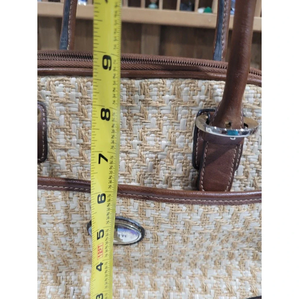 Rosetti Woven Bag With Brown Vinyl Trim And  handles